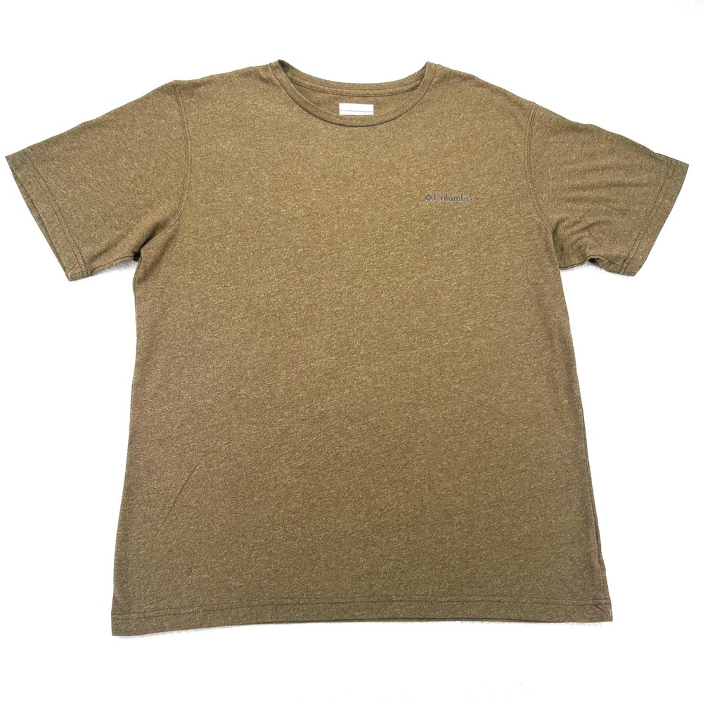 Columbia Mens T-Shirt L Brown Short Sleeve Heathered Logo Outdoor Tee